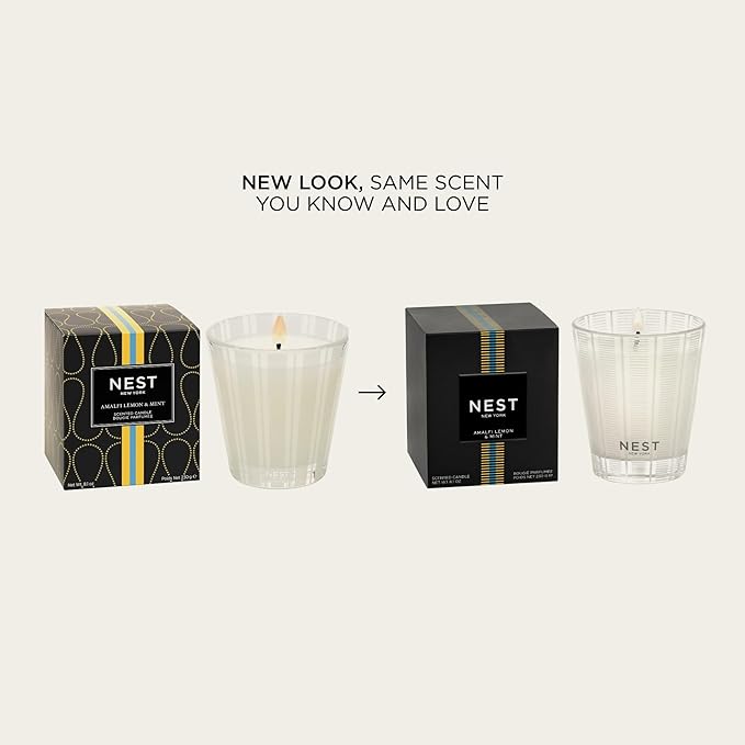 NEST New York Scented Classic Candle, Amalfi Lemon & Mint - 8.1 oz - Up to 60-Hour Burn Time - Reusable Glass Vessel