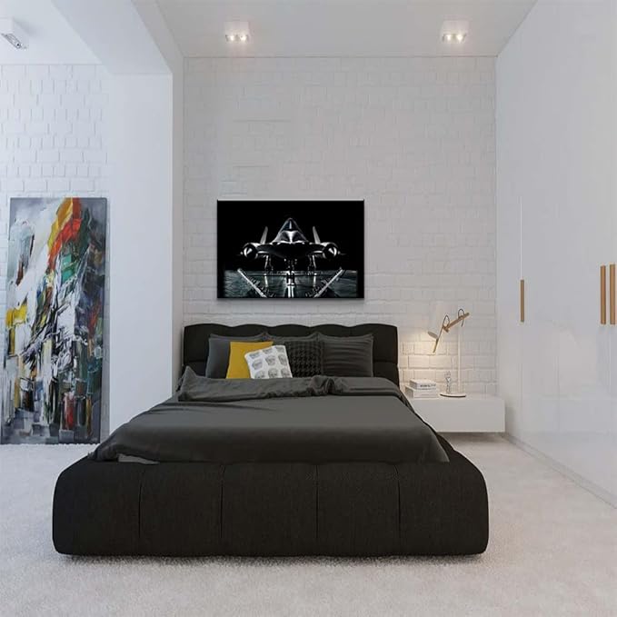 Airplane Wall Art SR-71 Blackbird Strategic Reconnaissance Aircraft Picture Artwork Modern Black Airplane Posters Airplane Decor Aviation Gifts to Friends for Bedroom Ready to Hang (28''Hx40''W)