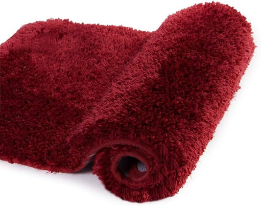 Walensee Red High Pile Bathroom Rug, 24 x 48, Extra Soft & Absorbent, Non Slip, Machine Washable, Luxury Bath Mat for Bathroom