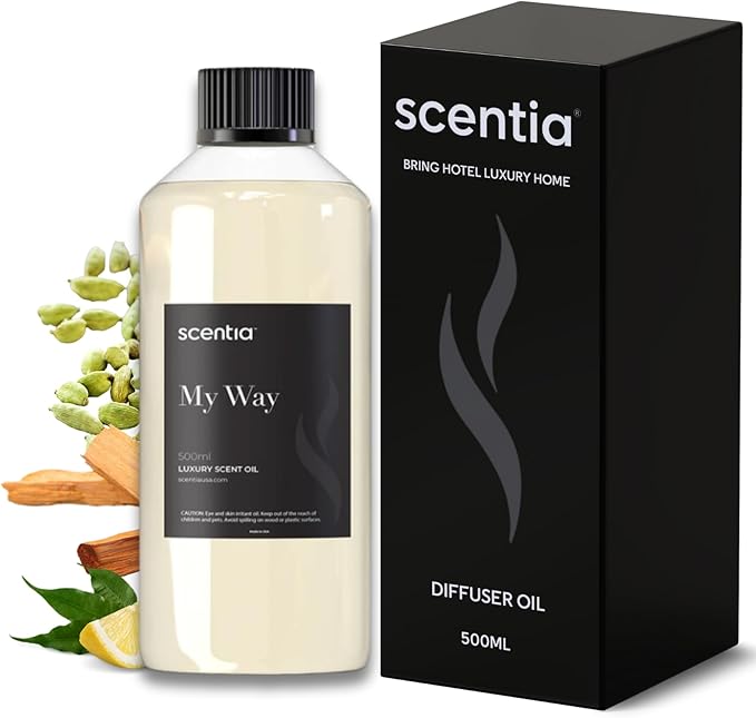 My Way Hotel Diffuser Refill Oil Inspired by The The 1 Hotel Miami Beach- 500 ml 16.9 fl oz - Essential Oil Blend Sandalwood, Cedar & Lemon Notes for Aromatherapy HVAC Diffuser