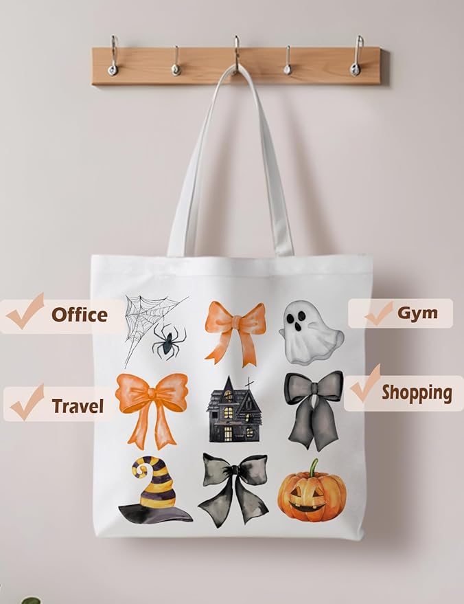 Halloween Tote Bag, Halloween Gifts for Women, Horror Tote Bag, Reusable Grocery Bags Shopping Bags
