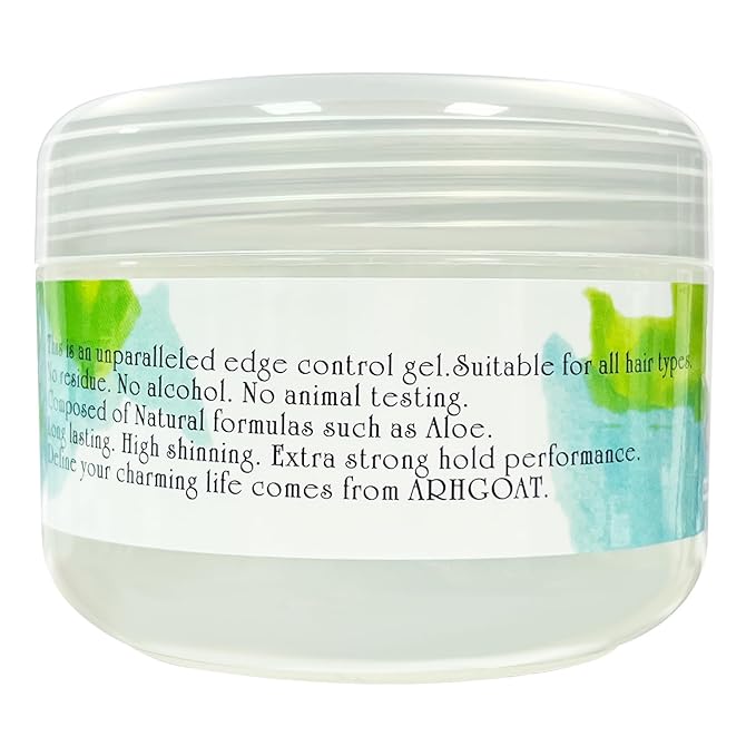 Strong Hold Edge Control Gel with Aloe & Castor Oil, Non-Greasy, Non-Flaking, No White Residue, Long Lasting Formula, Supports Hair Growth, Natural Styler for All Hair Types, 6.53oz
