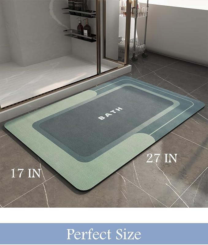 MontVoo Non Slip Super Absorbent Stain Resistant Quick Dry Thin Bath Mat - 17"x27" Green