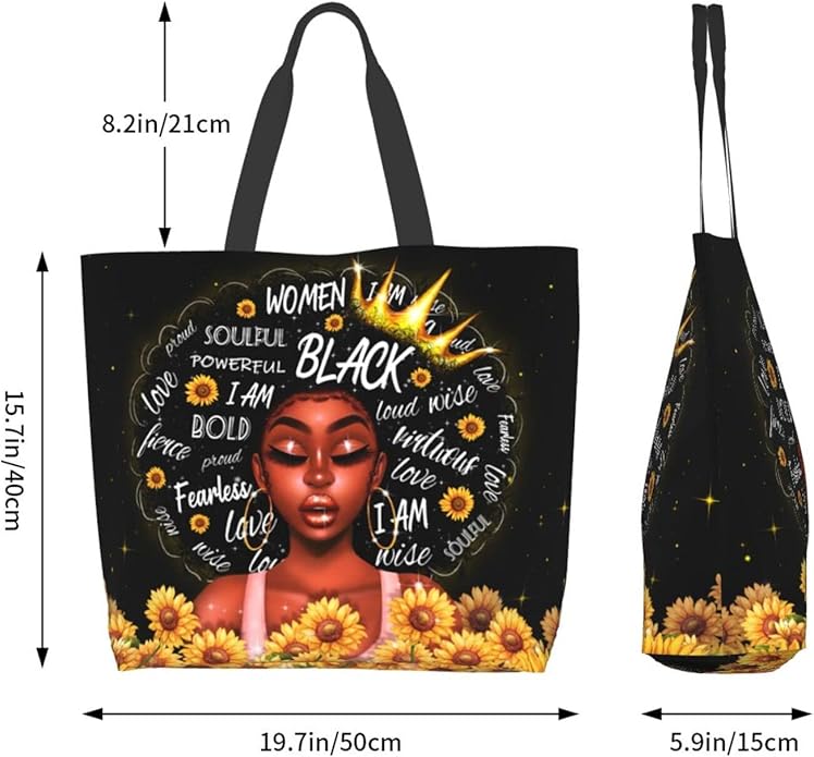 IAGM Women Tote Bags African American Woman Shoulder Bag Afro Black Girl Magic Satchel Handbags For Shopping,Work,Grocery,Gym