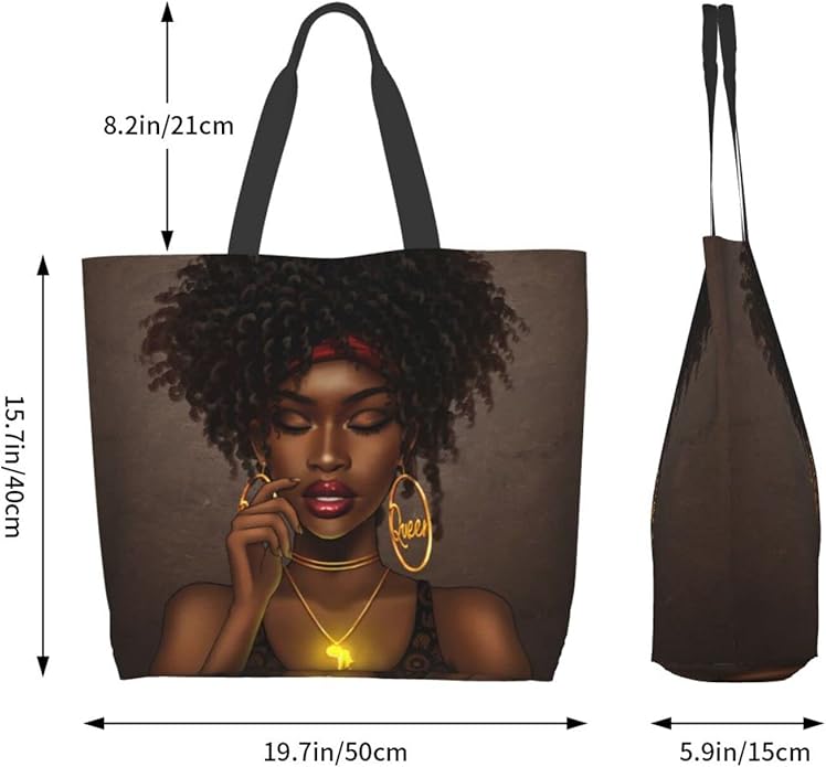 IAGM Women Tote Bags African American Woman Shoulder Bag Afro Black Girl Magic Satchel Handbags For Shopping,Work,Grocery,Gym