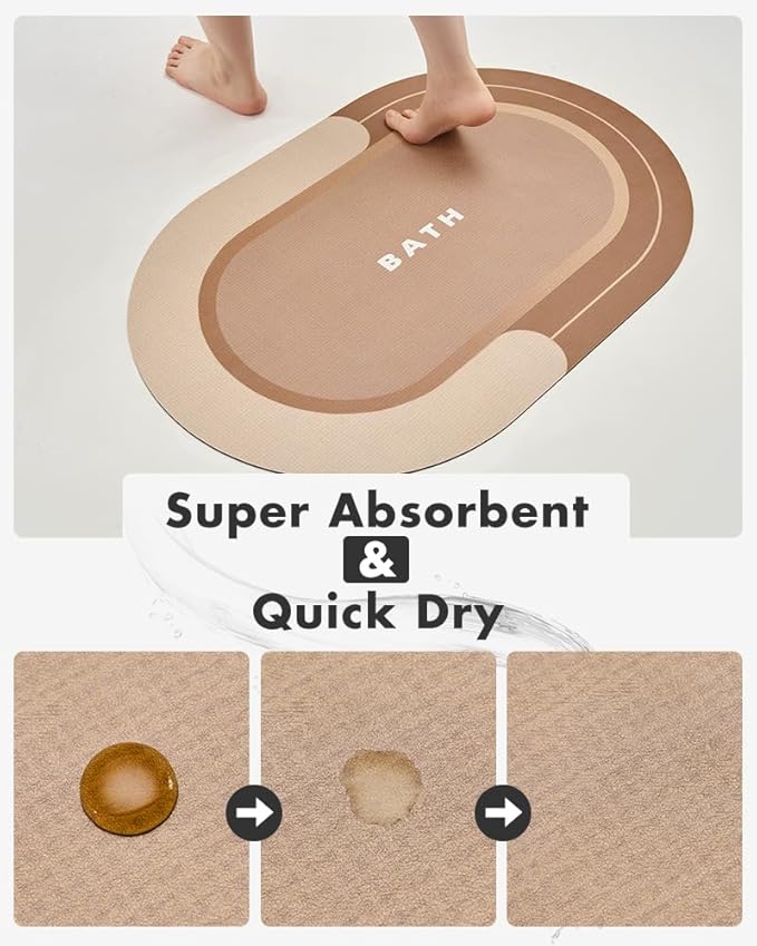 MontVoo Bath Mat - Non Slip, Quick Dry, Stain Resistant Bath Mat Rug for Bathroom Floor - Easy Care Shower Rug for Outside Bathtub - 20"x32" Brown