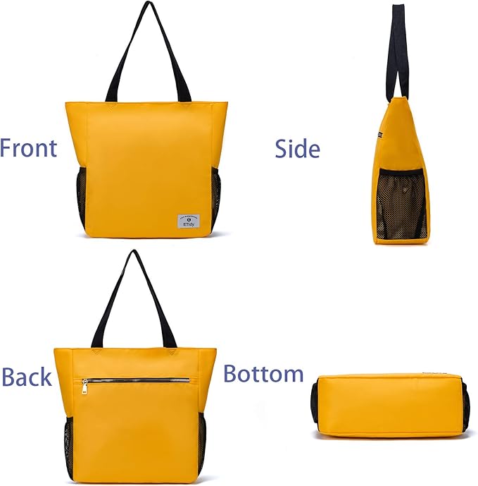 ETidy Large Capacity Foldable Tote Bag With Zipper Water-resistant SandproofWomen Beach Bag Handbag GymBag Travel ShoppingBag
