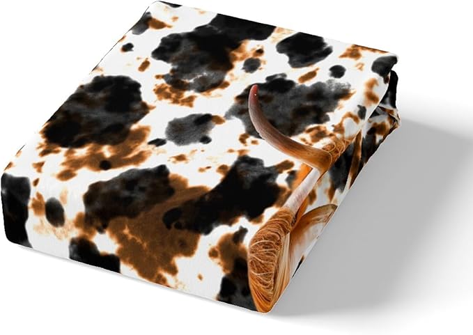Milk Cow Print Duvet Cover Set King Size, Farmhouse Animal Skin Highland Cattle Comforter Cover (No Comforter), Cheese Pie Delicious Food Brushed Microfiber Soft Bedding Set with 2 Pillowcases