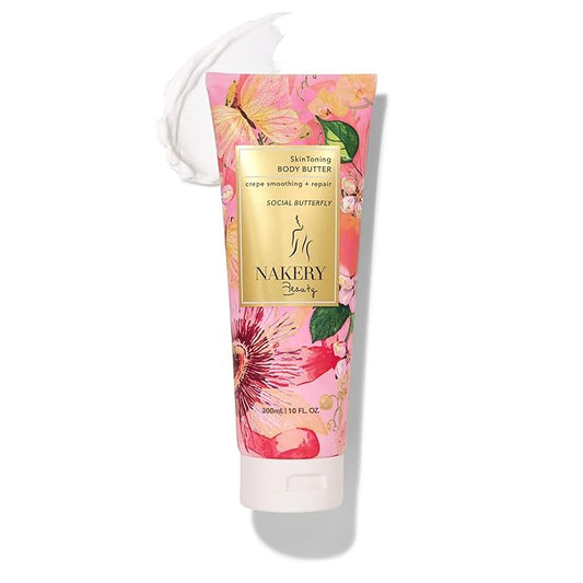 NAKERY Body Butter Anti Aging Moisturizer - Body Cream Skin Tightening Cream & Neck Firming Cream, Moisturizing Cream & Neck Tightening Cream for Body & Face Cream for Dry Skin 300ml(Social Butterfly)