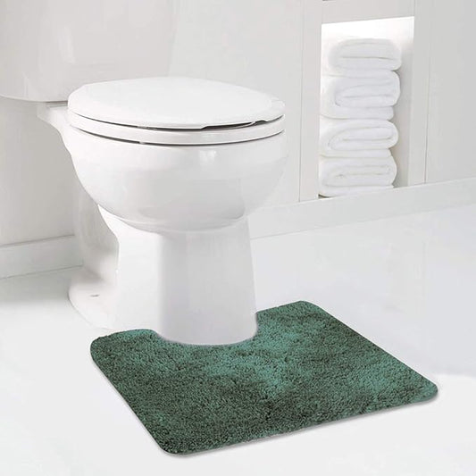 Walensee Contour Rug (20x24, Hunter Green) Non Slip Bath Mat, Soft Microfiber Shaggy Mat, Machine Washable U Shape Toilet Rug