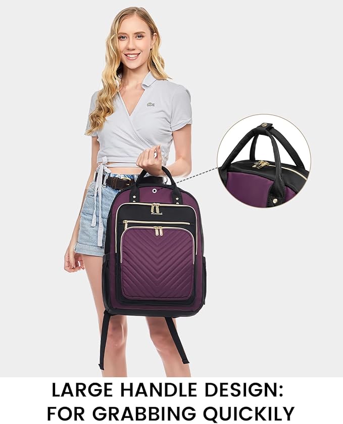 LOVEVOOK Laptop Backpack for Women, Water Resistant Travel Work Backpacks Purse Stylish Business Teacher Nurse Computer Bag with USB Charging Port, Fits 17.3" Laptop