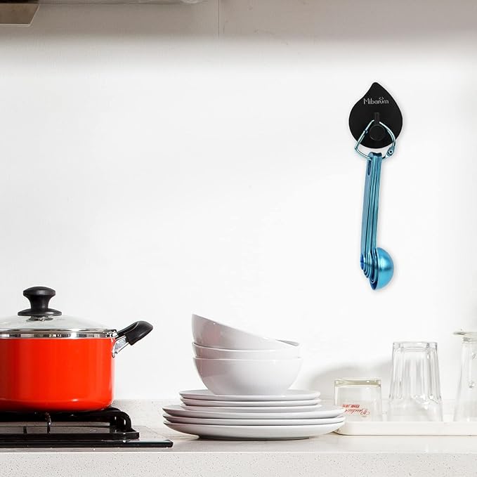 Measuring Spoons, SUS304 Stainless Steel Measuring Cups Set of 7 Piece： 1Tbsp&1/2Tbsp,1tsp,3/4tsp,1/2tsp,1/4tsp,1/8tsp Teaspoon Coffee Scoop Tablespoon for Dry and Liquid Ingredients, Blue