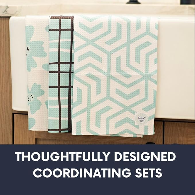|| 3 Pack|| Not Your Ordinary Kitchen Towel || Dish Towels || Waffle Weave Microfiber || Tea Towels || Highly Absorbent || Hanging Loop || Dish Cloths (Aqua)