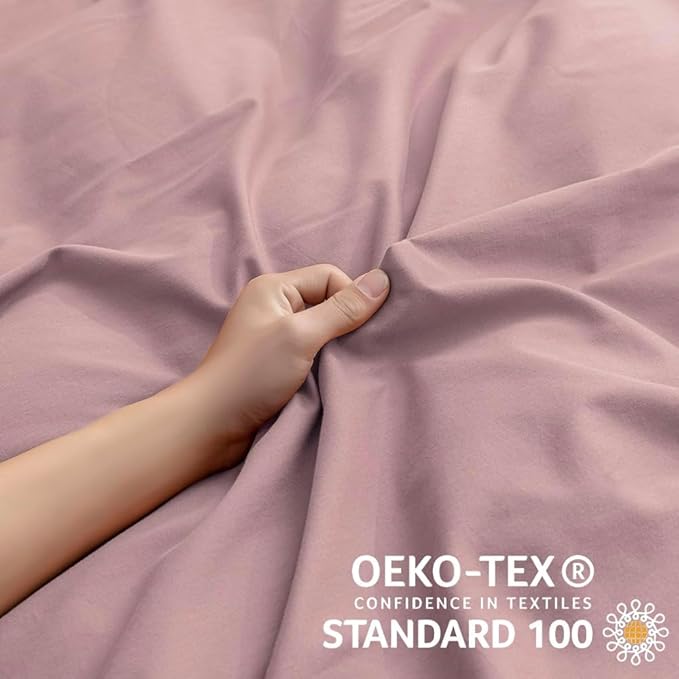 JELLYMONI Cotton Duvet Cover California King - 100% Washed Cotton Linen Like Textured Comforter Cover, 3 Pieces Cozy Soft Bedding Set with Zipper Closure (Dusty Pink, Cal King 104"x98")