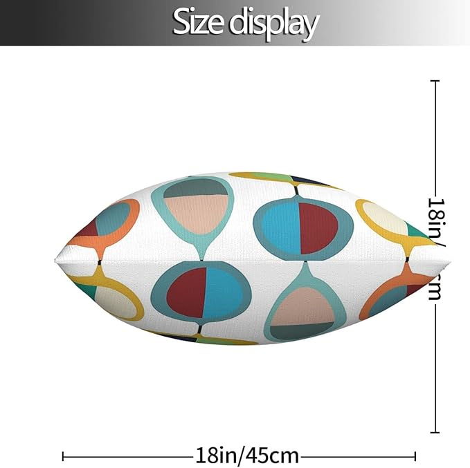 Mid Century Modern Square Pillow Case Throw Pillow Covers Decorative Pillowcase Cushion Cover with Car Couch Sofa Chair Bed Living Room 18x18 Inch
