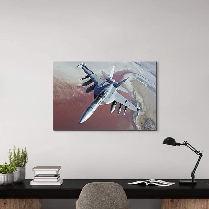 Aviation Decor Boeing EA-18G Growler Jet Poster Plane Wall Art Aviation Pictures Airplane Wall Decor Airplane Decor for Boys Room Military Art for Boys Room Bedroom Ready to Hang (12''Hx18''W)