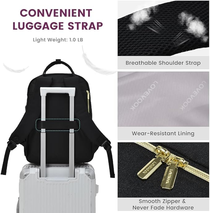 LOVEVOOK Laptop Backpack for Women 15.6 inch Large Capacity Travel Backpack for Work Business