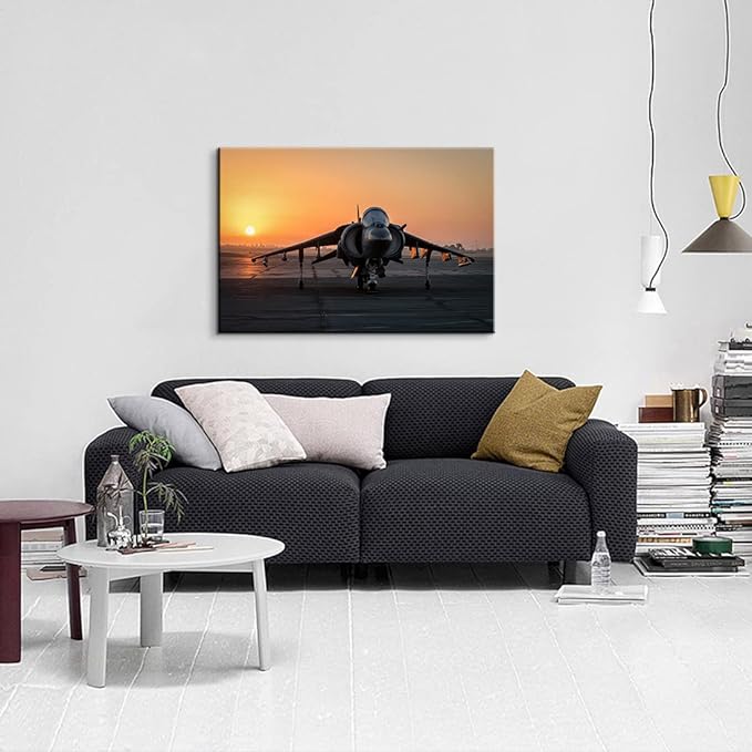 Airplane Decor AV-8B Harrier II Fighter Aviation Jets Poster Aviation Posters Airplane Pictures Wall Art Military Planes Poster for Boys Room Decor (28''Hx40''W)