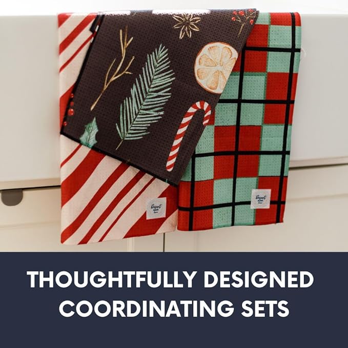 || 3 Pack|| Double Sided Dish Towels || Waffle Weave Microfiber|| Highly Absorbent || Hanging Loop || Dish Cloths || Modern || Designer Prints