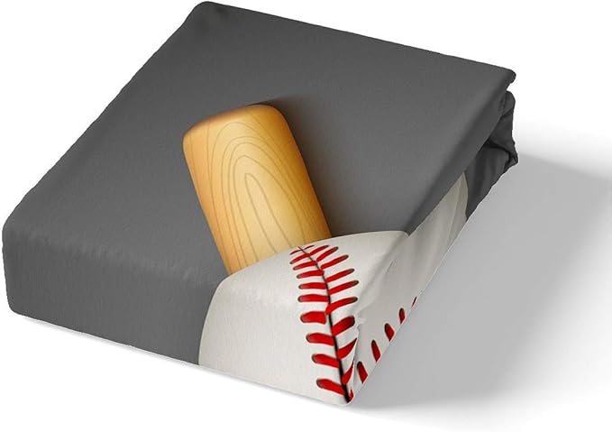 Feelyou Sports Baseball Bedding Set 3D Baseball Bat Printed Duvet Cover Comforter Lightweight Sports Bedspread 3Pcs Full Gray