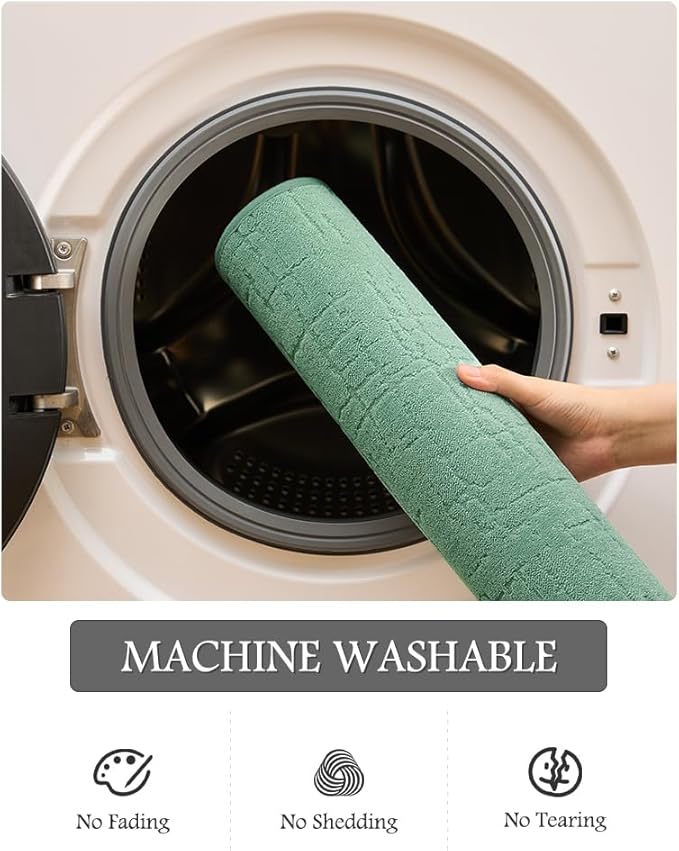 AMOAMI-Bath Mat-Absorbent Quick Dry Bathroom Floor Mats-Washable Rubber Backing Bath Mats for Bathroom Rugs Fit Under Door-Bath Rug for in Front of Sink Bathtub Shower Room, Moss 20''x32''