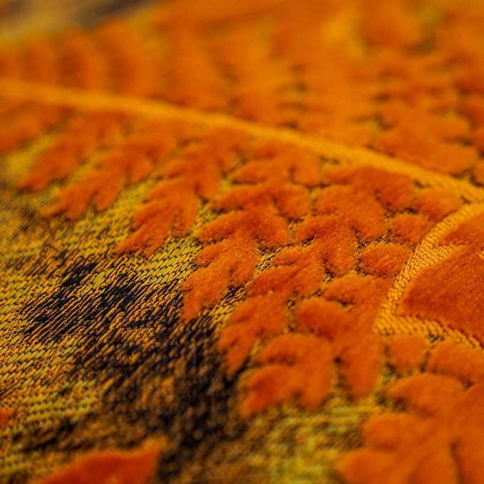 Alerfa 12 x 20 Inch Orange Rectangle Maple Leaf Pillow Embroidery Cut Velvet Cushion Case Luxury Modern Lumbar Throw Pillow Cover Decorative Pillow for Couch Sofa Living Room Bedroom Car