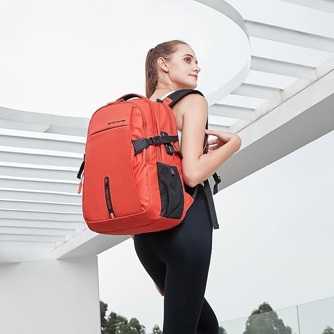 Orange (Yellow) 15.6 In Laptop Travel Backpack for Couple Women Men, 30L Anti-Theft Compact Carry on Travel Flight Approved for Work, Commuting, and Weekend Casual Daypack