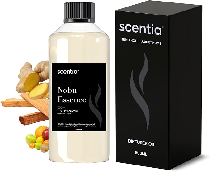 Hotel Diffuser Oil Inspired by The Nobu Hotel Scent - 500 mL 16.9 fl oz - Essential Oil Blend Jasmine, Lilly, Sandalwood & Fresh Citrus for HVAC & Ultrasonic Diffusers - Nobu Essence