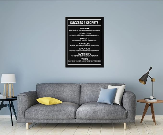 Motivational Canvas Wall Art Success 7 Secrets Inspirational Poster Print Artwork Painting Picture for Framed Home Decoration Living Room Office Bedroom Ready to Hang [30''W X 40''H]