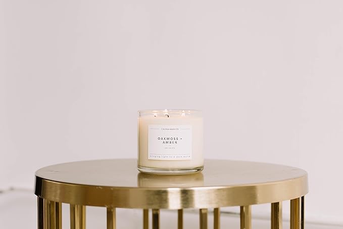 Calyan Wax Co. 3 Wick Candle, Seaside + Citrus Scented Candle, 43 Hour Burn Time, 3 Wick Soy Candles, Non Toxic & Vegan Soy Wax, Glass Jar Scented Candles, 14.9oz