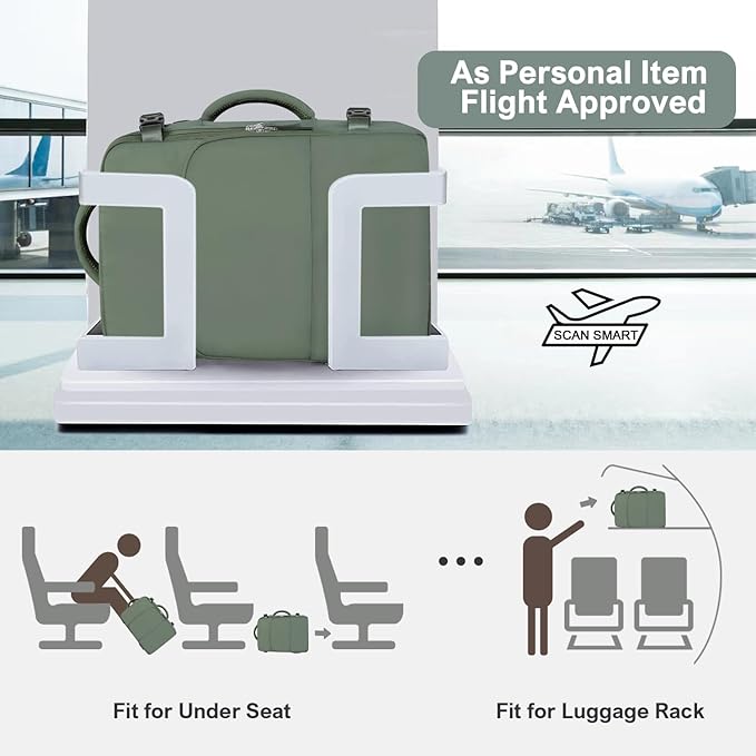 Personal Item Backpack, Carry on Travel Backpack with Multi-Pockets, Waterproof Casual College 16inch Laptop Backpack for Men Women, Army Green