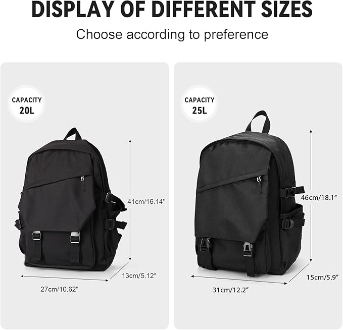 coowoz Casual Daypack Large upgraded version College Laptop Backpack for Men Women Water Resistant Lightweight School Bag Travel Rucksack for Sports High School Middle Bookbag for girls Size L(Black)