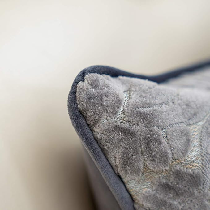 Alerfa 18 x 18 Inch Gray Silver Square Maple Leaf Pillow Embroidery Cut Velvet Cushion Case Luxury Modern Lumbar Throw Pillow Cover Decorative Pillow for Couch Sofa Living Room Bedroom Car