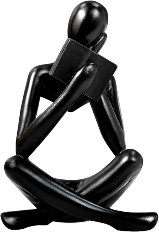 Gold Reading Women Statue, Thinker Sculptures, Abstract Art Ornament, Modern Aesthetic Figurine Decoration, Suitable for Home Living Room Bedroom Office Shelf Table Desk Bookshelf Decor (Black Right)