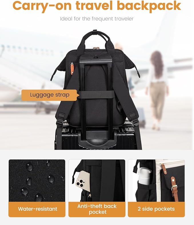 LOVEVOOK Laptop Backpack For Women, Teacher Work Computer Backpack with Laptop Compartment, Nurse Bags Business Laptop Bag Purse, Water-Resistant Travel Back pack College Backpack, 15.6 Inch, Upgraded