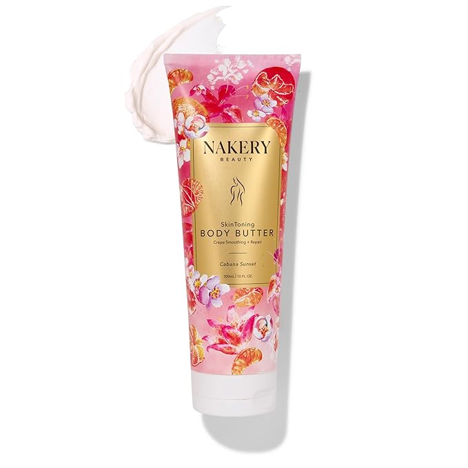Nakery Skin Toning Body Butter for Women - Firming Body Lotion for Women - Peptide Infused Body Lotion for Crepey & Sagging Skin - Skin Firming Lotion for Neck, Arms & Legs - Cabana Sunset