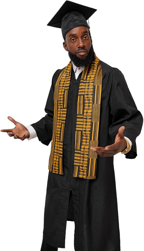 Dupsie's 1pc Kente African Print Graduation Stole, Made in Africa Black History, Festivals, Cultural, HBCU, Graduate, Schools