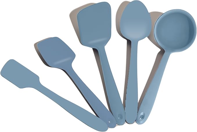 GIR: Get It Right 5-Piece Silicone Ultimate Kitchen utensils set - Ladle, Spatula, Flip, Spoon & Spoonula - Non toxic cooking utensils for Nonstick Cookware, Cooking and Baking - Red