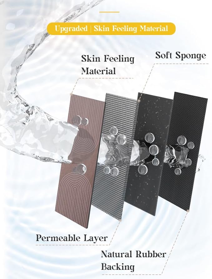 MontVoo -Bath Mat-Non Slip Thin Bathroom Rugs Fit Under Door- Quick Dry Absorbent Faux Suede Surface Grey Bathroom Floor Mats-Shower Rug for in Front of Bathtub Shower Brown Arched 16x24