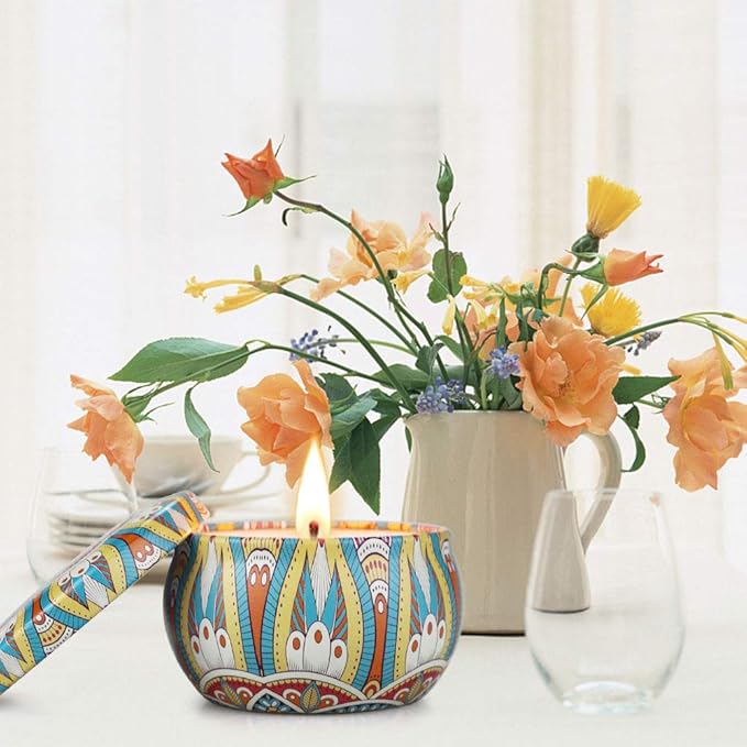 Scented Candles Set, 8 Pack Aromatherapy Candle, Stress Relief & Body Relaxation, 160H Burning, Portable Travel Tin, Candles for Home Scented, Ideal for Yoga, Meditation, Bath, Valentines Day Gifts