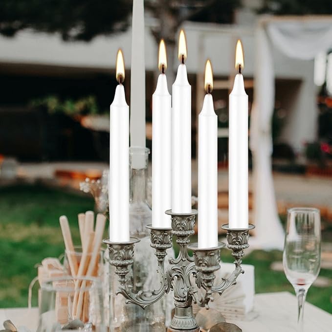 Set of 40 White Spell & Chime – Premium Mini Taper Candles for Rituals, Prayer, Birthdays, Meditation, Altar - 4 Inch Tall, Unscented (White)