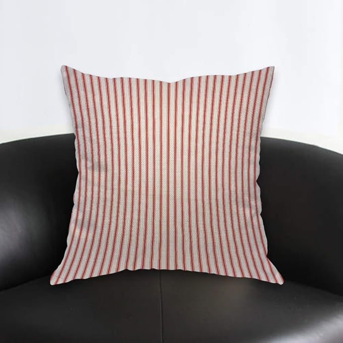 AOYEGO Red Vertical Stripe Throw Pillow Cover Streaks Red and White Line Background Fashion Striped Simple Repeat Pillow Case 18x18 Inch Decorative Men Women Room Cushion Cover for Home Couch