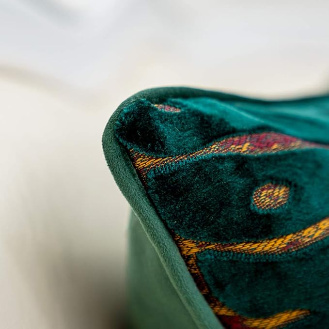 Alerfa 12 x 20 Inch Rectangle Leaf Pillow Embroidery Cut Velvet Cushion Case Luxury Modern Lumbar Throw Pillow Cover Decorative Pillow for Couch Sofa Living Room Bedroom Car, Teal Green