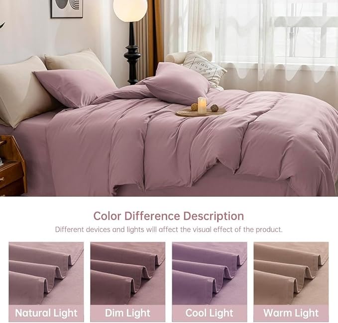 JELLYMONI Cotton Duvet Cover California King - 100% Washed Cotton Linen Like Textured Comforter Cover, 3 Pieces Cozy Soft Bedding Set with Zipper Closure (Dusty Pink, Cal King 104"x98")