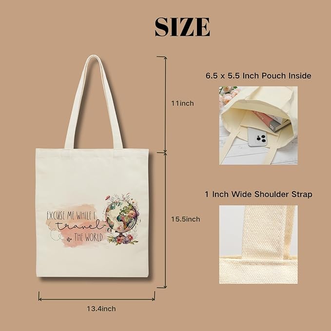 Tote Bag for Women, Canvas Tote Bag with Pockets,Canvas Shopping Bags,Reusable Grocery Bags