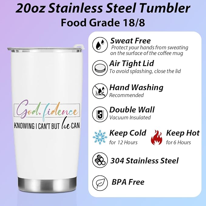 Inspirational Gifts for Women Mom Tumbler, Positive Bible Verse Christian Gifts Christmas Birthday Boss Day, Faith Religious Coffee Mug Stainless Steel Vacuum Insulated Double Wall Travel Cup，20oz