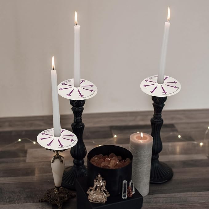 100 Pcs White Unscented Taper Candle with Drip Protectors, Church, Vigil, Shabbat, Prayer, 5 Inch