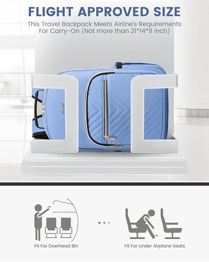 LOVEVOOK Laptop Backpack Purse for Women, Work Business Travel Computer Bags, College Nurse Backpack for Womens, Quilted Casual Daypack with USB Port, Fit 15.6 Inch Laptop, Blue