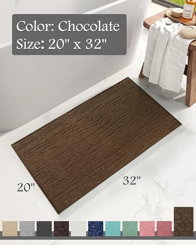 AMOAMI-Bath Mat-Super Absorbent Quick Dry Bathroom Floor Mats-Rubber Backing Washable Bath Mats for Bathroom Thin Bahtroom Rugs Fit Under Door-Bath Rug for in Fornt of Sink,Bathtub,Shower Room