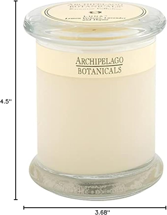 Archipelago Botanicals Luna Glass Jar Candle, Lemon Verbena, Lavender and Thyme Scent, Lead-Free Candle Wicks, Burns Approx. 60 Hours (8.6 oz)